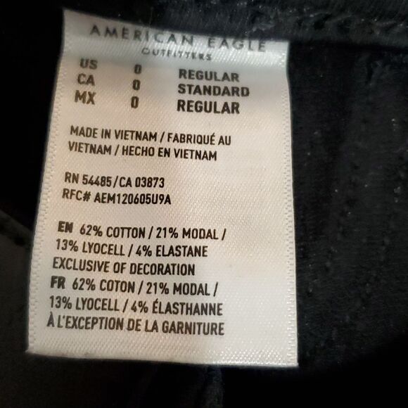 AMERICAN Eagle 28x27 black size 0 super stretch jeggings - Picture 8 of 8